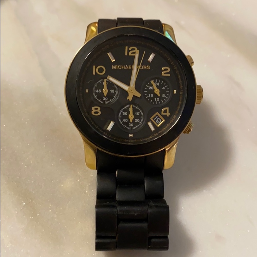 Michael Kors Black Matte and Gold Watch